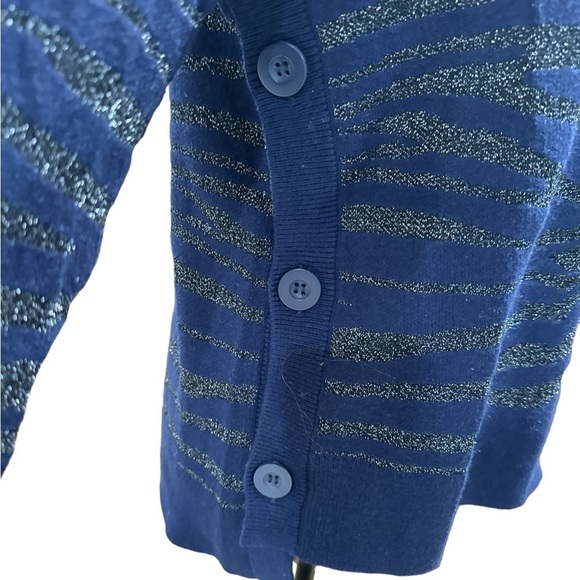 Stella & Dot Navy Metallic Zebra Print Sweater Medium - Picture 3 of 6